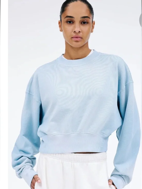 New SLVRLAKE Light Blue Cropped Crewneck Sweatshirt  Size Small Cotton - Picture 2 of 14